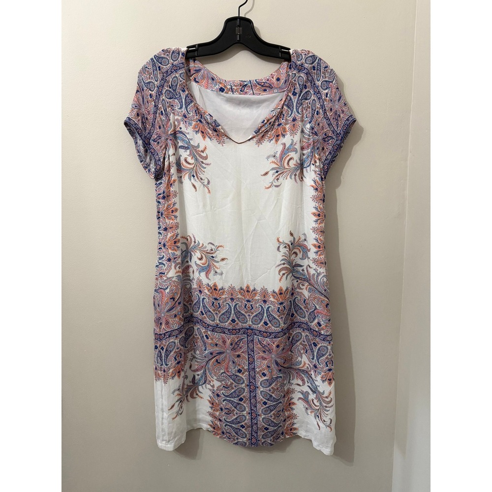 Colorful Paisley Short Sleeve Dress - Size M